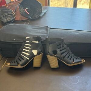 Maurices Black and Tan Cutout Heels